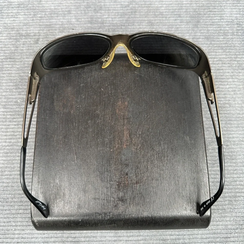 Arnette Vintage Y2K Sunglasses Gunmetal Metal Wrap Frame Made in Italy with Case